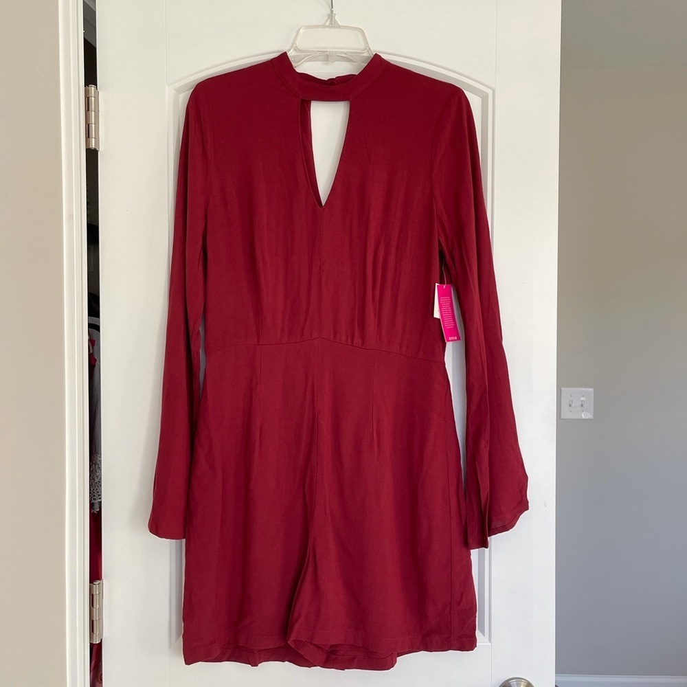 Long Sleeve Romper Burgundy
